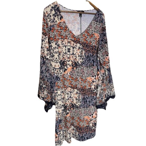 JBS Dress Plus 2x Shift‎ Bell Sleeve pull over midi Boho Art To Wear Cottage - Picture 1 of 10